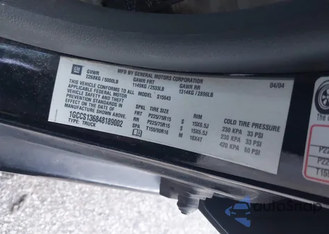 2004 Chevrolet Colorado Ls из США, поврежденный, VIN 1GCCS136848189002